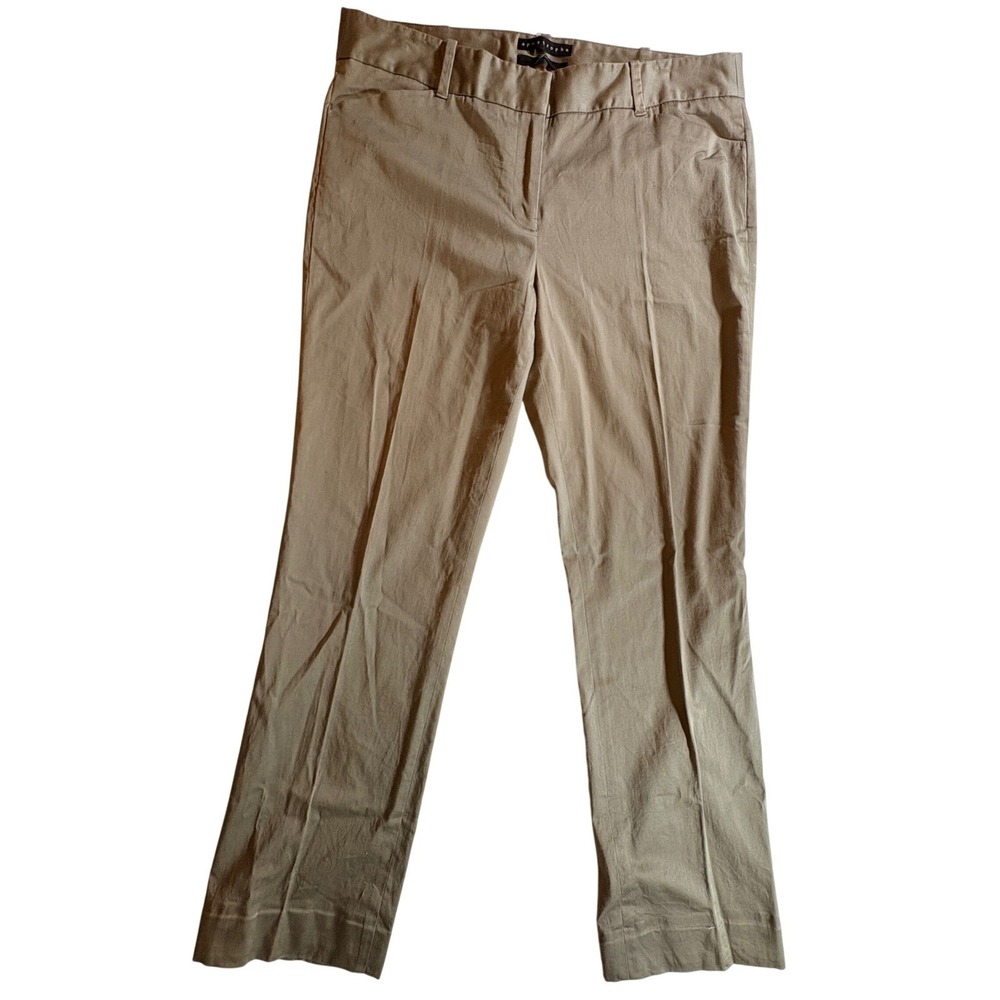Apostrophe Fiona Khaki Pants Womens 10 Tan Straight Leg Stretch Cotton Trousers